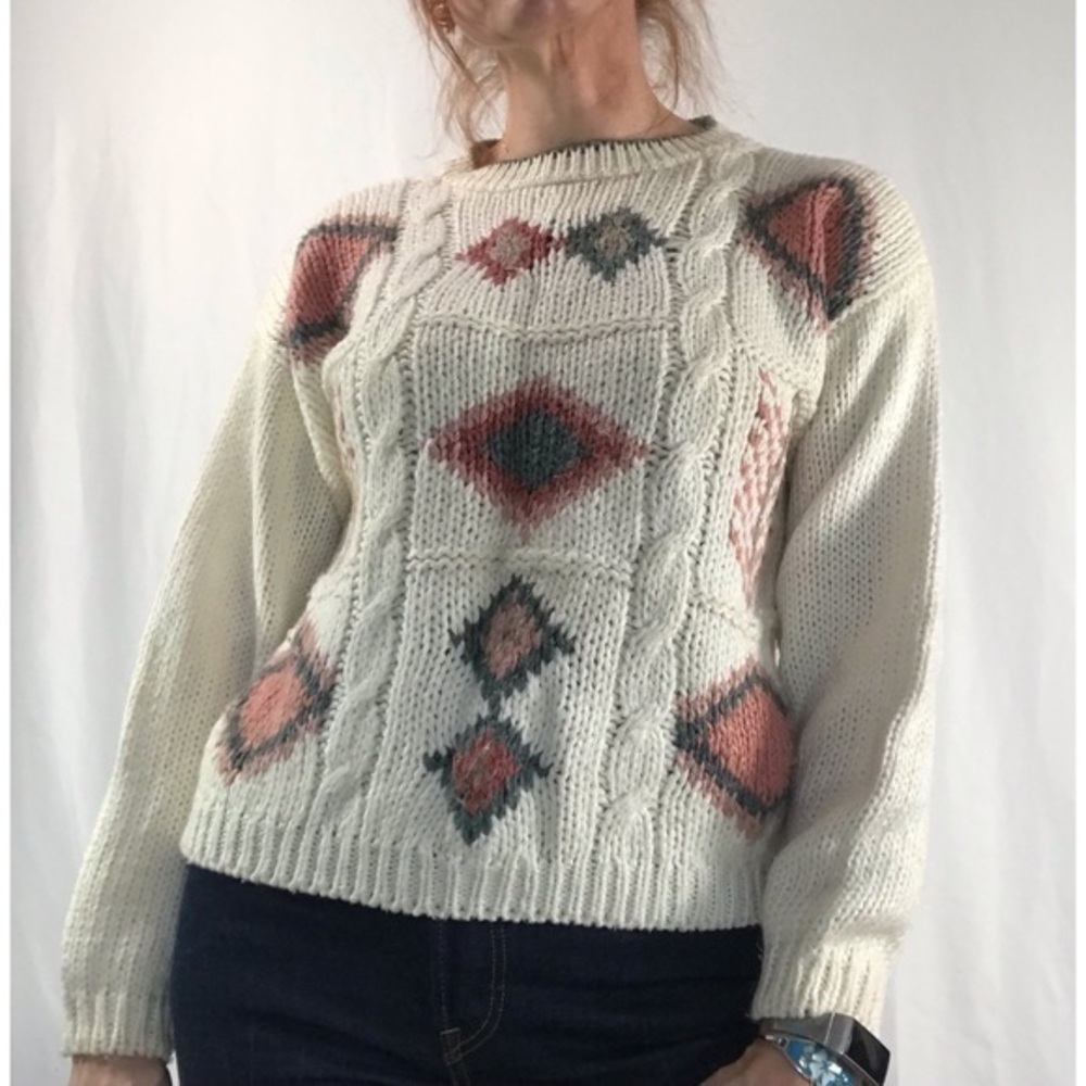 Vintage Hunters Run Cream Cropped Sweater